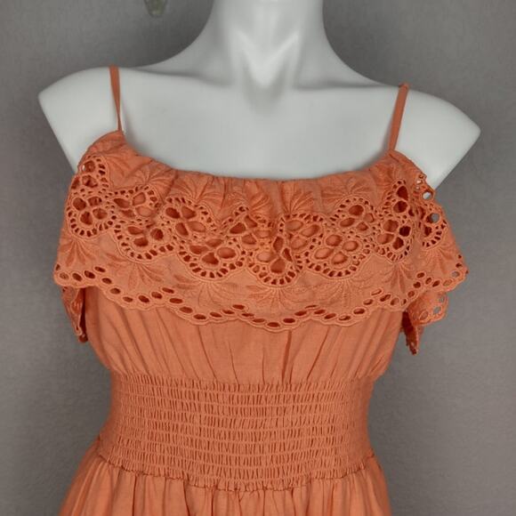 Lovers and Friends Dallas Midi 100% Cotton Dress in Peach Size Small Flawed - Picture 16 of 16